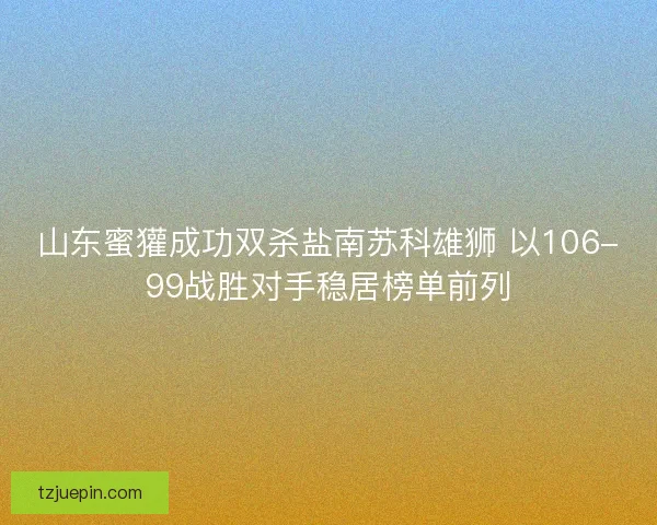 山东蜜獾成功双杀盐南苏科雄狮 以106-99战胜对手稳居榜单前列