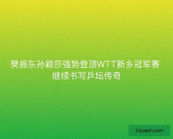 樊振东孙颖莎强势登顶WTT新乡冠军赛 继续书写乒坛传奇