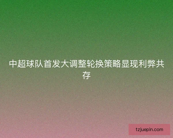 中超球队首发大调整轮换策略显现利弊共存 中超球队首发大调整轮换策略显现利弊共存