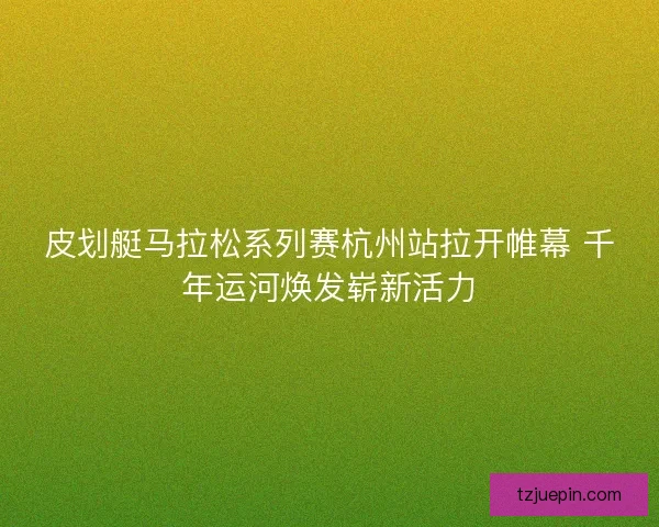 皮划艇马拉松系列赛杭州站拉开帷幕 千年运河焕发崭新活力