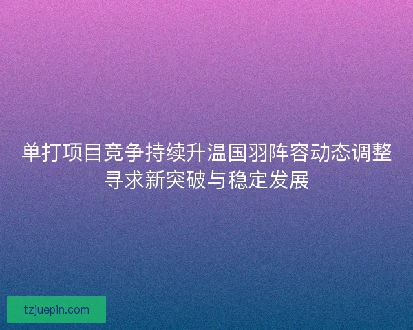 单打项目竞争持续升温国羽阵容动态调整寻求新突破与稳定发展
