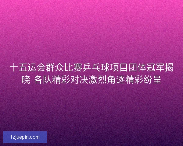 十五运会群众比赛乒乓球项目团体冠军揭晓 各队精彩对决激烈角逐精彩纷呈